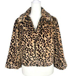 CAbi Vintage 179 Lola Cropped Faux Fur Leopard Print Indie Sleaze Jacket Size M
